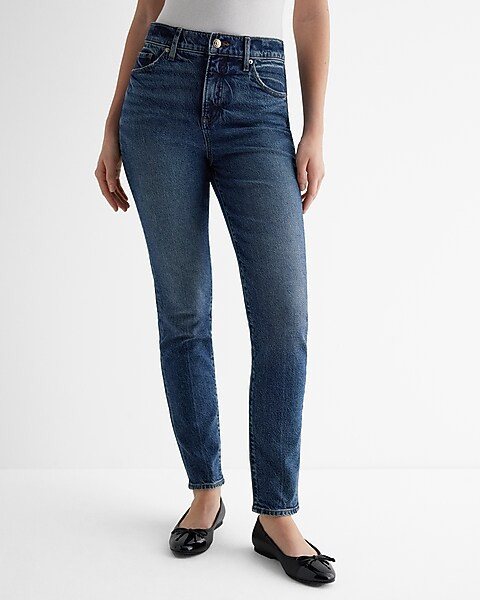 High Waisted Dark Wash '90s Skinny Jeans | Express