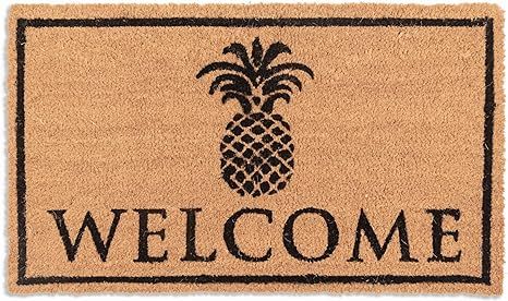 Avera Products | Classic Pineapple Welcome Mat, Natural Coir Fiber Doormat, Anti-Slip PVC or Late... | Amazon (US)