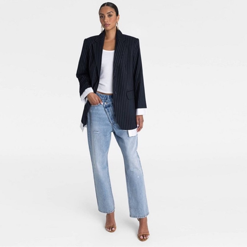 KBB by KAHLANA Women's 'The Shirt Blazer' - Navy/White Striped | Poshmark