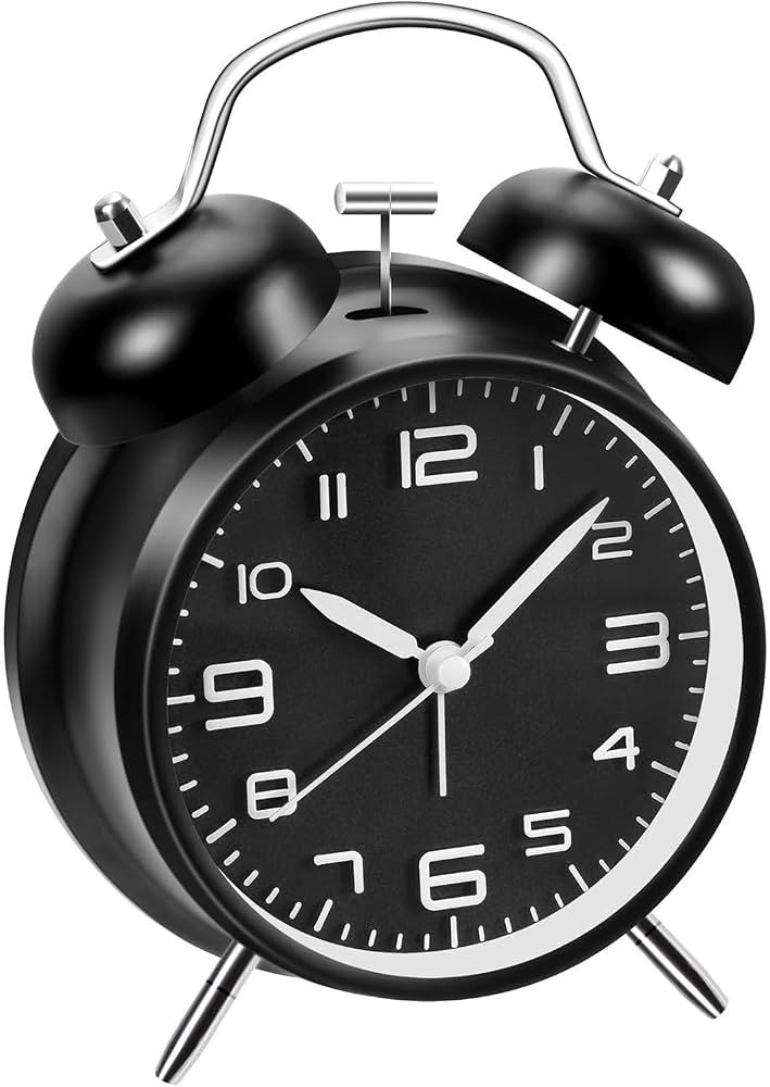 Loud Alarm Clock for Heavy Sleepers Adults, Metal 4 Inches Twin Bell Battery Operated Alarm Clock... | Amazon (US)