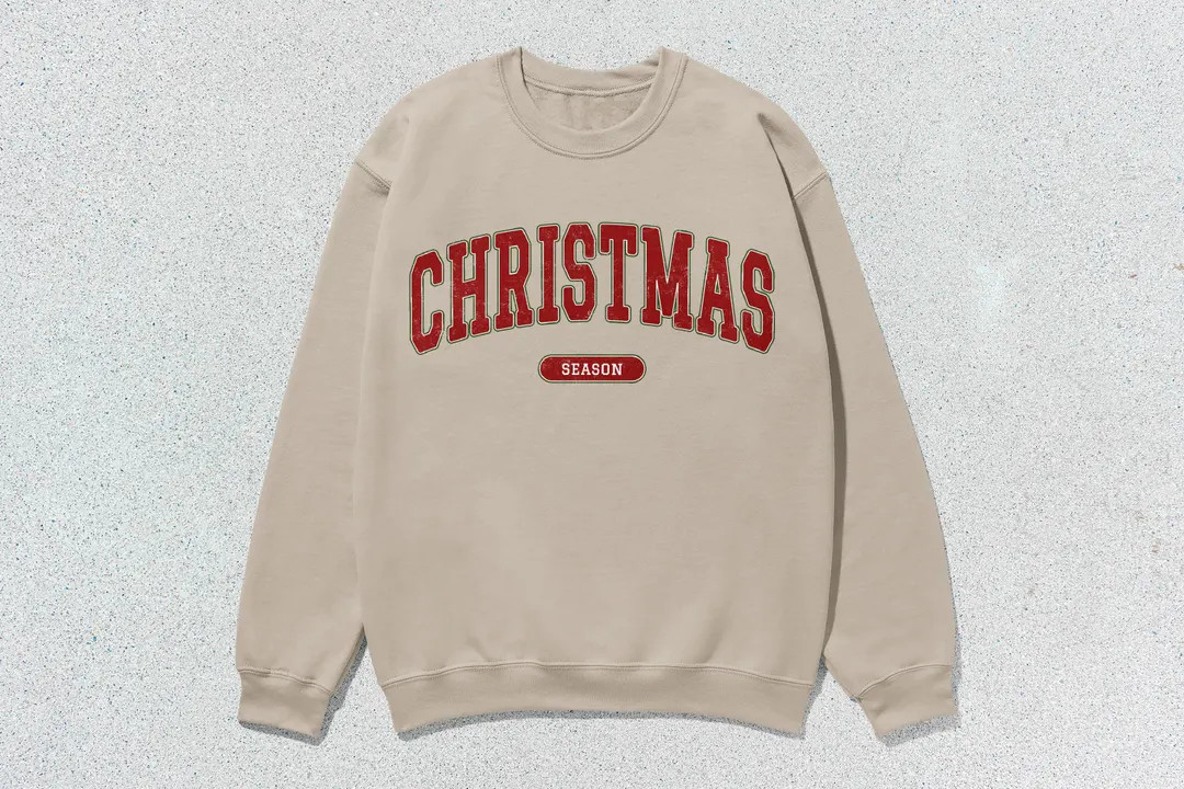 Christmas Season Sweatshirt Collegiate Crewneck Sweater Unisex Red Green Distressed - Etsy | Etsy (US)