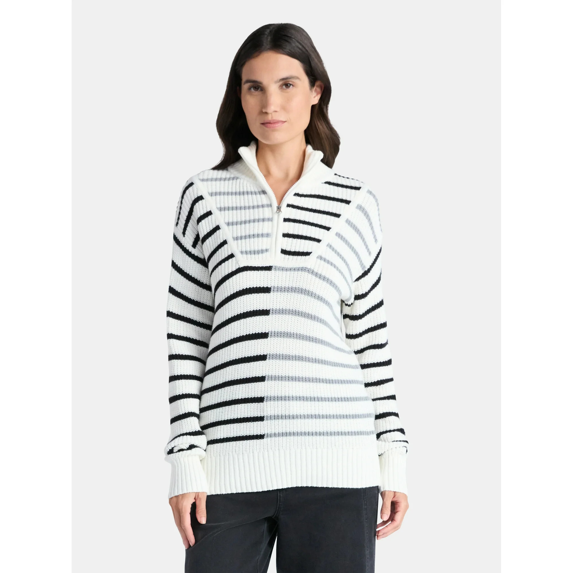 Time and Tru Women's Half Zip Pullover Sweater, Midweight, Sizes XS-XXXL | Walmart (US)