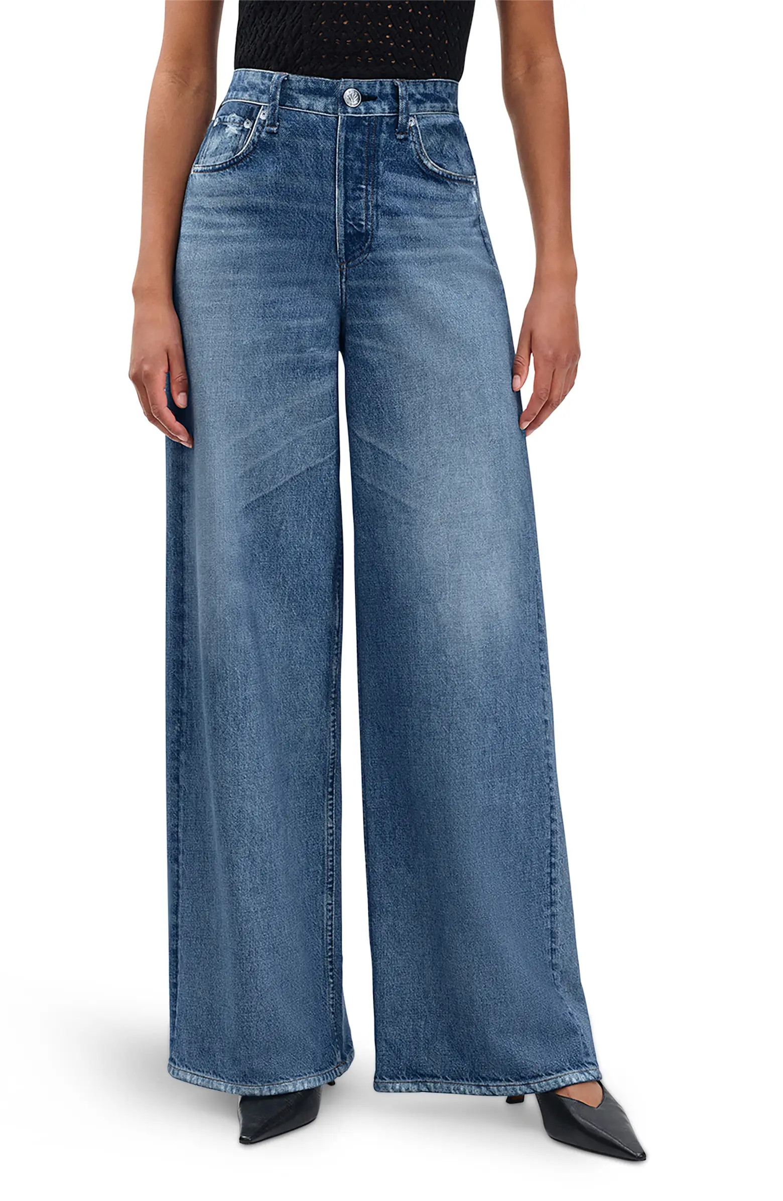 rag & bone Miramar Sofie High Waist Ankle Wide Leg Terry Sweatpant Jeans | Nordstrom | Nordstrom