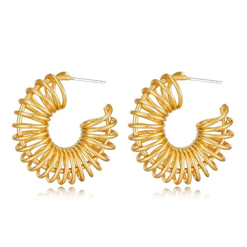 NEPULOY Chunky Gold Hoop Earrings for Women Gold Earrings Fashion Jewelry Gifts for Women | Amazon (US)