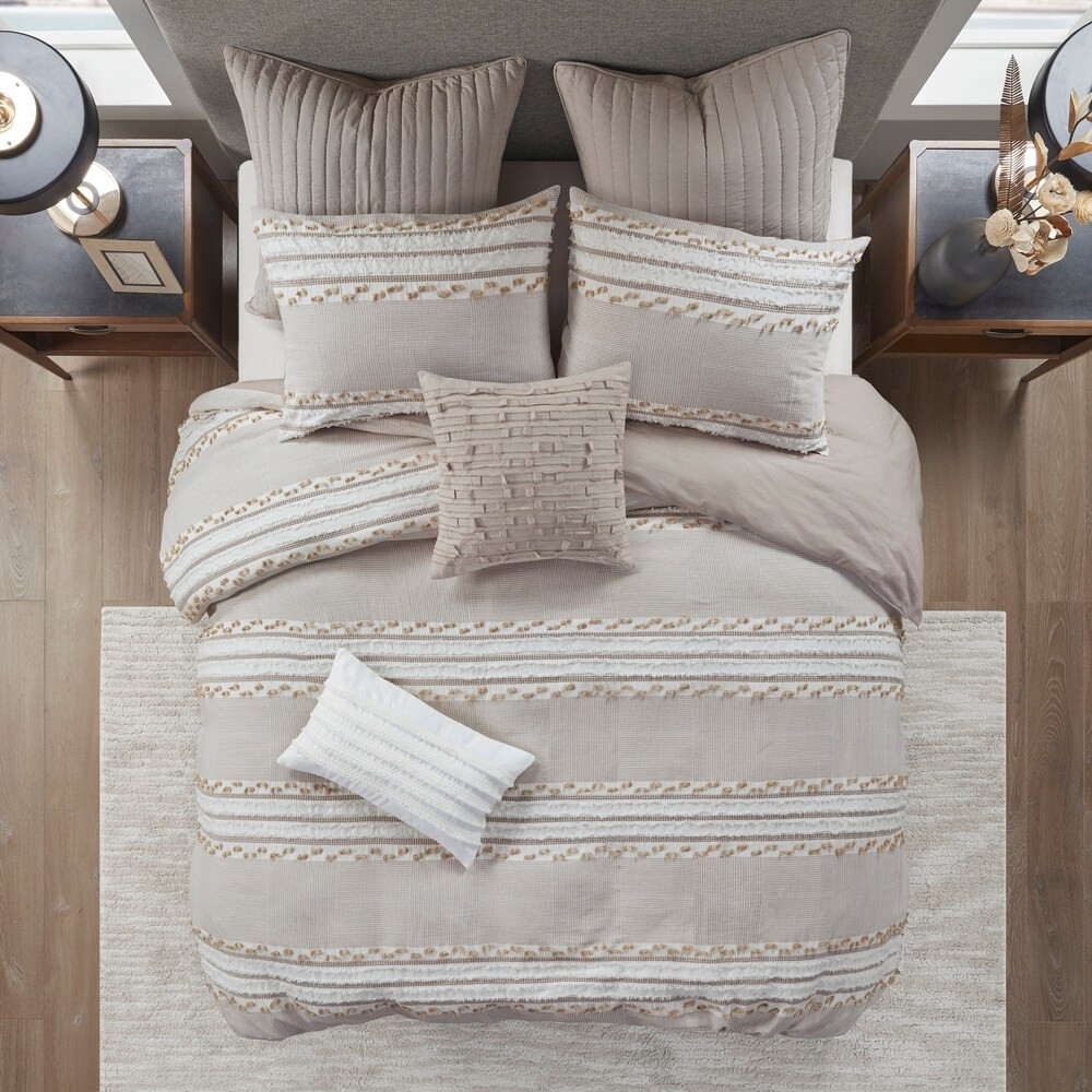 INK+IVY Lennon Organic Cotton Jacquard Duvet Cover Set (King - Cal King) | Bed Bath & Beyond