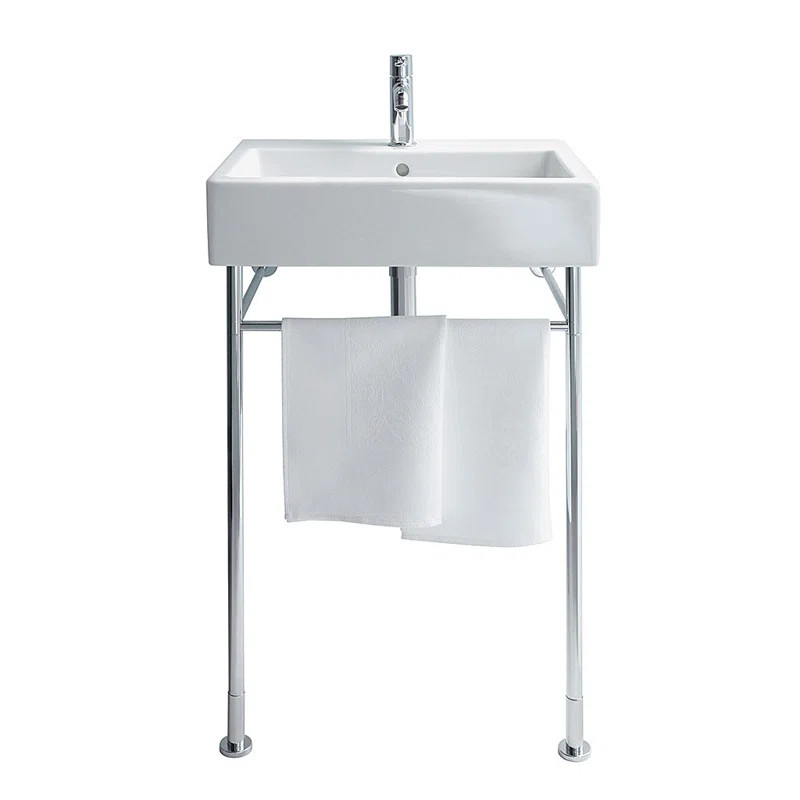 04526000001 Duravit Vero White Ceramic Rectangular Console Bathroom Sink with Overflow | Wayfair North America