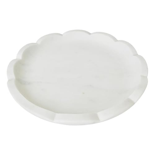 Scalloped White Marble Tray - 8 Inches - Decorative Bijou Bowl - Jewelry Dish - Jewelry Holder - Jewelry Tray - Trinket Holder - Key Bowl - Soap Dish - Candle Holder - Candle Dish | Amazon (US)