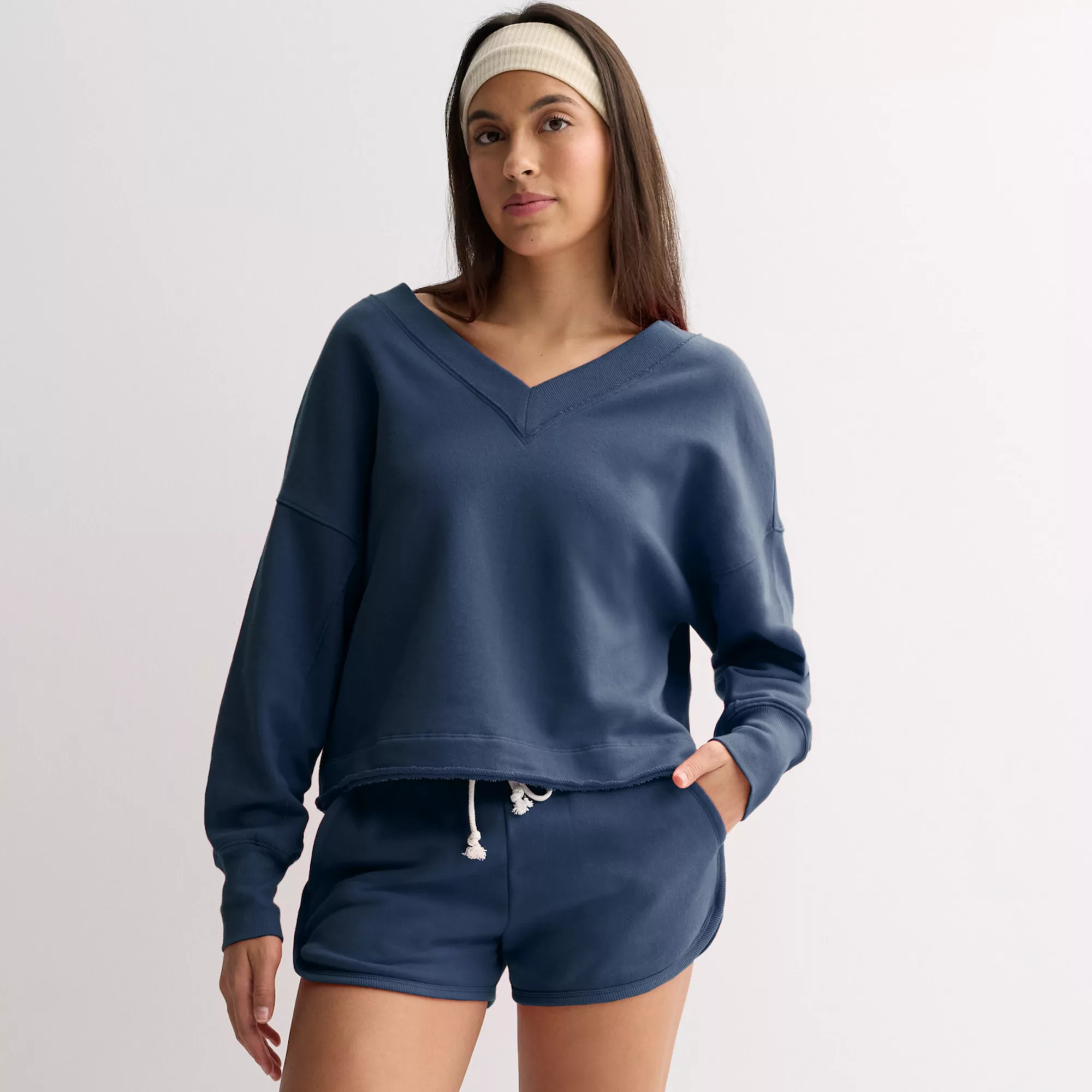 Juniors' SO® Terry Double V Neck Sweatshirt | Kohl's