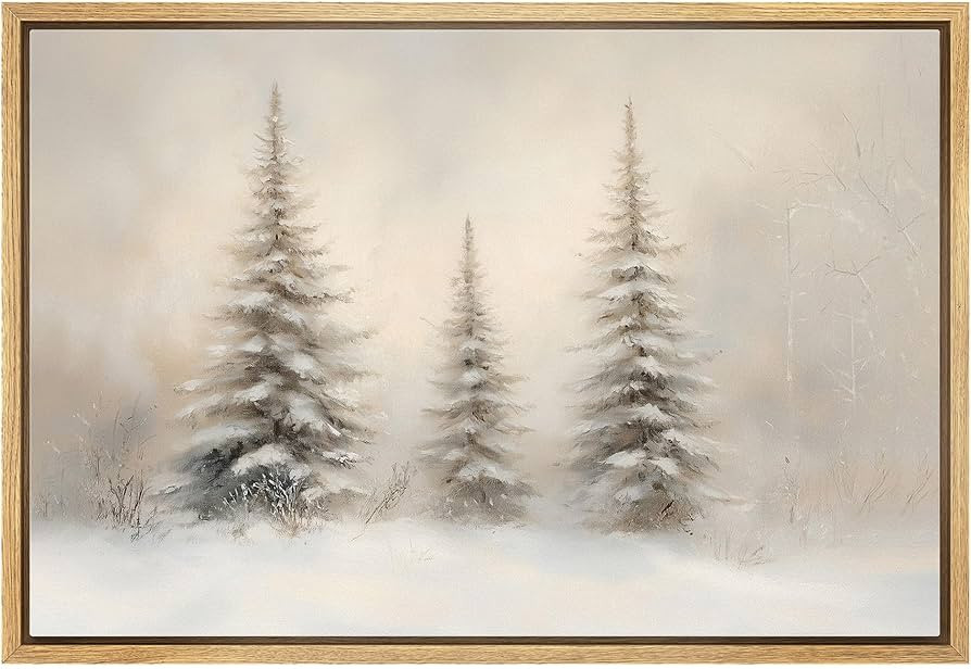 MUDECOR Framed Canvas Print Wall Art Snow-Covered Pine Trees Tranquil Winter Forest Scene Nature ... | Amazon (US)