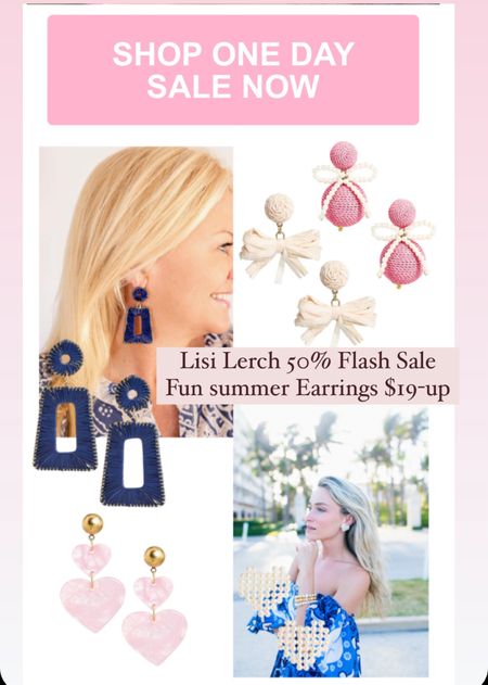 Sale🚨
Flash sale today only
50% off Lisi Lerch earrings 

Each style shown is on sale and comes in several colors! I love her cute styles and the statement they make!

$19 and up 
Makes for great gifts!




#LTKSummerSales #LTKFindsUnder50 #LTKSaleAlert