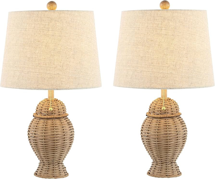 JONATHAN Y JYL4041A-SET2 Set of 2 Table Lamps Margie Wicker 20.5" Bohemian Rustic Iron LED Table ... | Amazon (US)