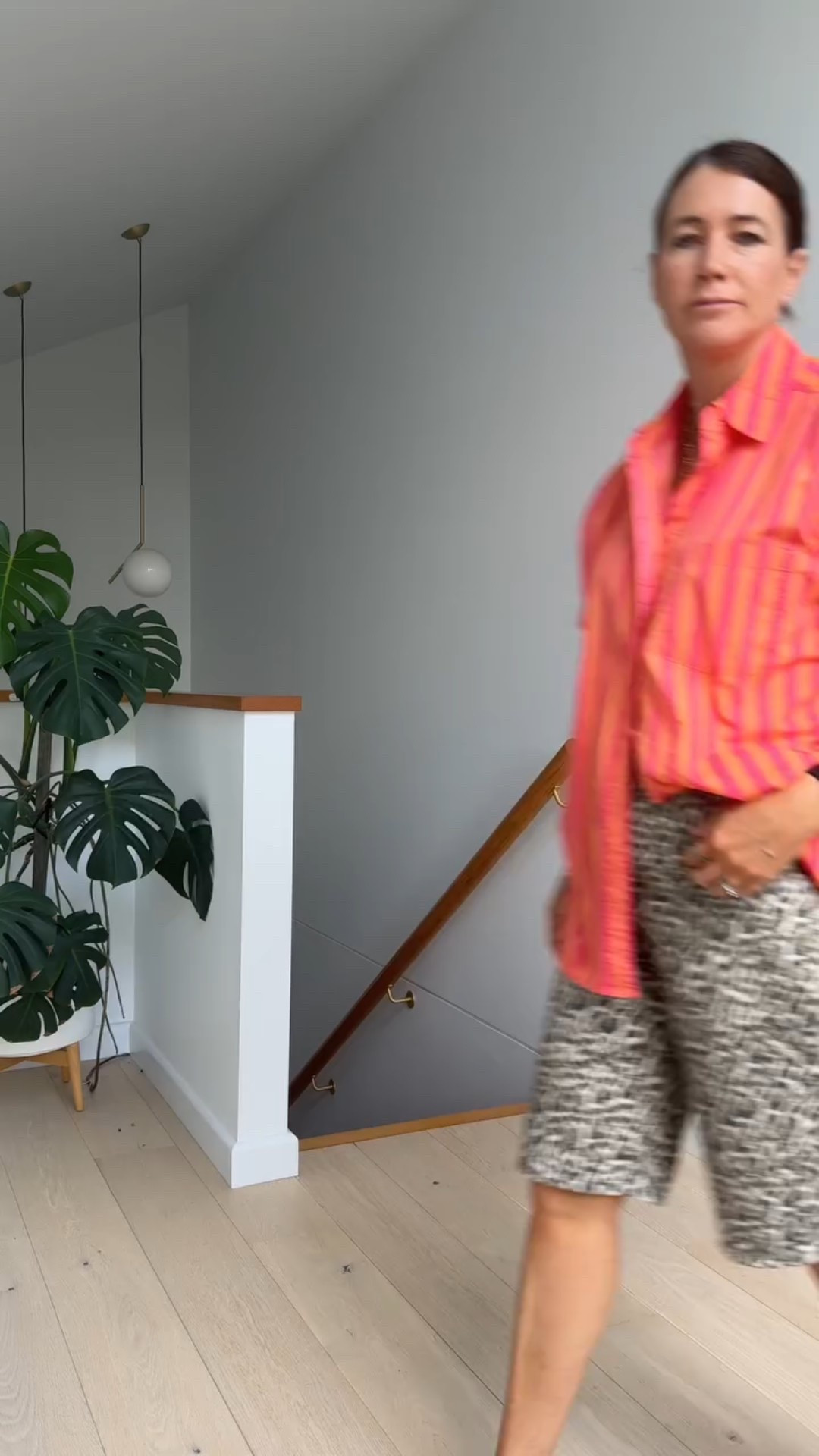 Office day again and a hot one ☀️ so I’m breaking out my Bermuda shorts and happily outfit repeating this combo because I love it that much.

The oversized pink and orange striped shirt is doing all the work here, the colour and print clash feels fun but still work-appropriate, which is exactly the balance I’m always aiming for with office outfits in warmer weather.

Finished it off with lots of gold jewellery and my burgundy bag to ground the look and keep it feeling styled, not too loud.

Proof that summer workwear doesn’t have to be boring, just clever styling and pieces that work hard in your wardrobe.

Save this for office outfit inspo 🤎

OUTFIT DETAILS
Striped shirt @targetaus (old)
Leopard Bermuda shorts @asos (old)
Heels @cottonon 
Puzzle rings @mejuri 
Necklace @erinfaderjewelry (old)
Bag gift from a friend

I will link what I can in stories and on my @shop.ltk 

#bermudashorts #printclash #officeoutfits #dailyoutfitinspo #stripedshirt 

How to style at any age. Ageless dressing. Outfits for women over forty.
