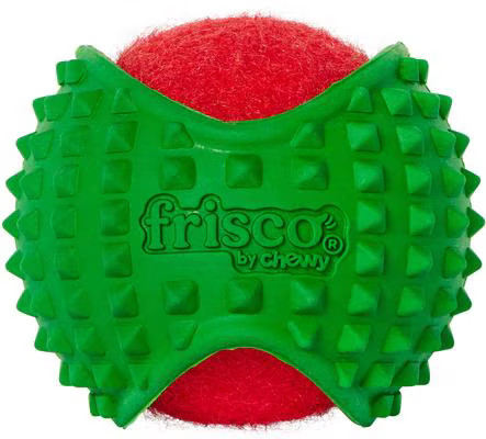 Frisco Holiday Fetch Squeaky Tennis Ball with Rubber Sleeve Dog Toy, Small/Medium | Chewy