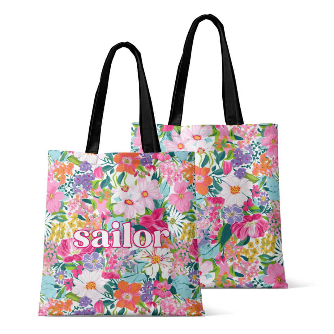 Personalized Tote Bags | Seaside Blooms | Caden Lane