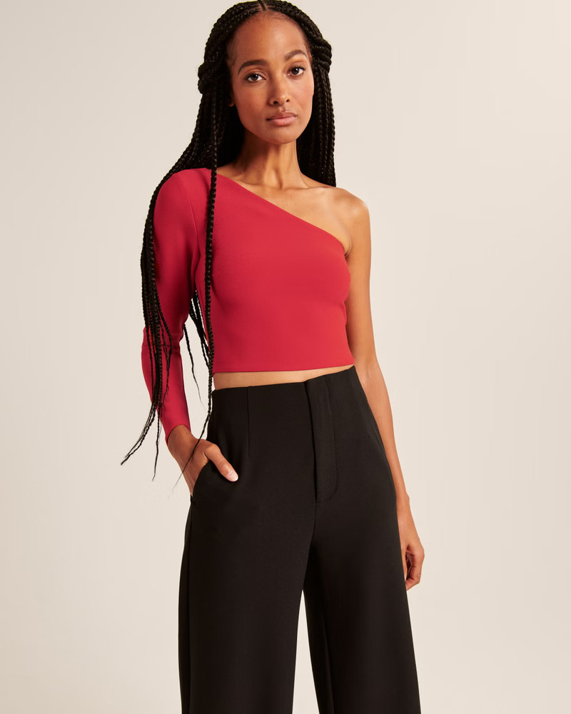 Women's Long-Sleeve One-Shoulder Top | Game Day Outfit | Abercrombie Crop Top | Abercrombie & Fitch (US)