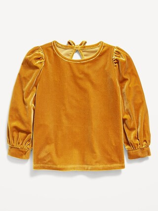 Puff-Sleeve Tie-Back Velvet Top for Toddler Girls | Old Navy (US)