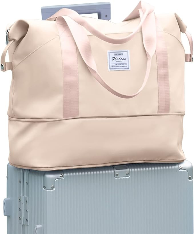 Large Travel Tote Bag, Waterproof Expandable Duffel Gym Tote Bag,Weekender Carry On Overnight Bag... | Amazon (US)