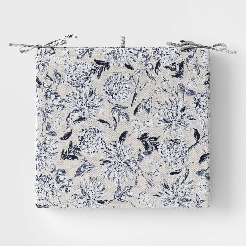 DuraSeason Fabric™ Outdoor Seat Pad Floral Shallow Blue - Threshold™ | Target