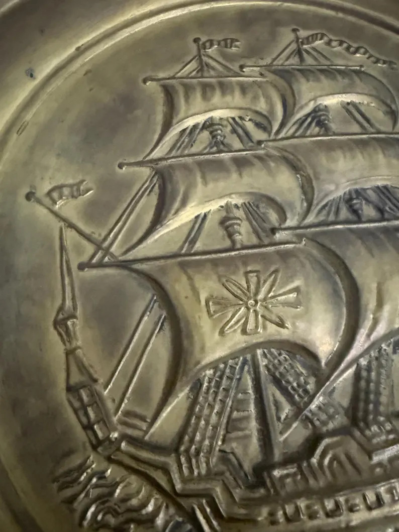 Vintage Brass 16 Inch Wall Plate Boat Sailing Ship Made in England - Etsy | Etsy (Global)