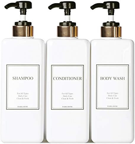 HARRA HOME Modern Gold Design Pump Bottle Set 27 oz Refillable Shampoo and Conditioner Dispenser ... | Amazon (US)