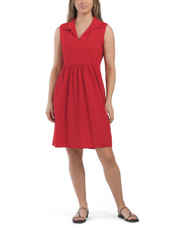 Made In Italy Linen Blend Collared Sleeveless Mini Dress | TJ Maxx