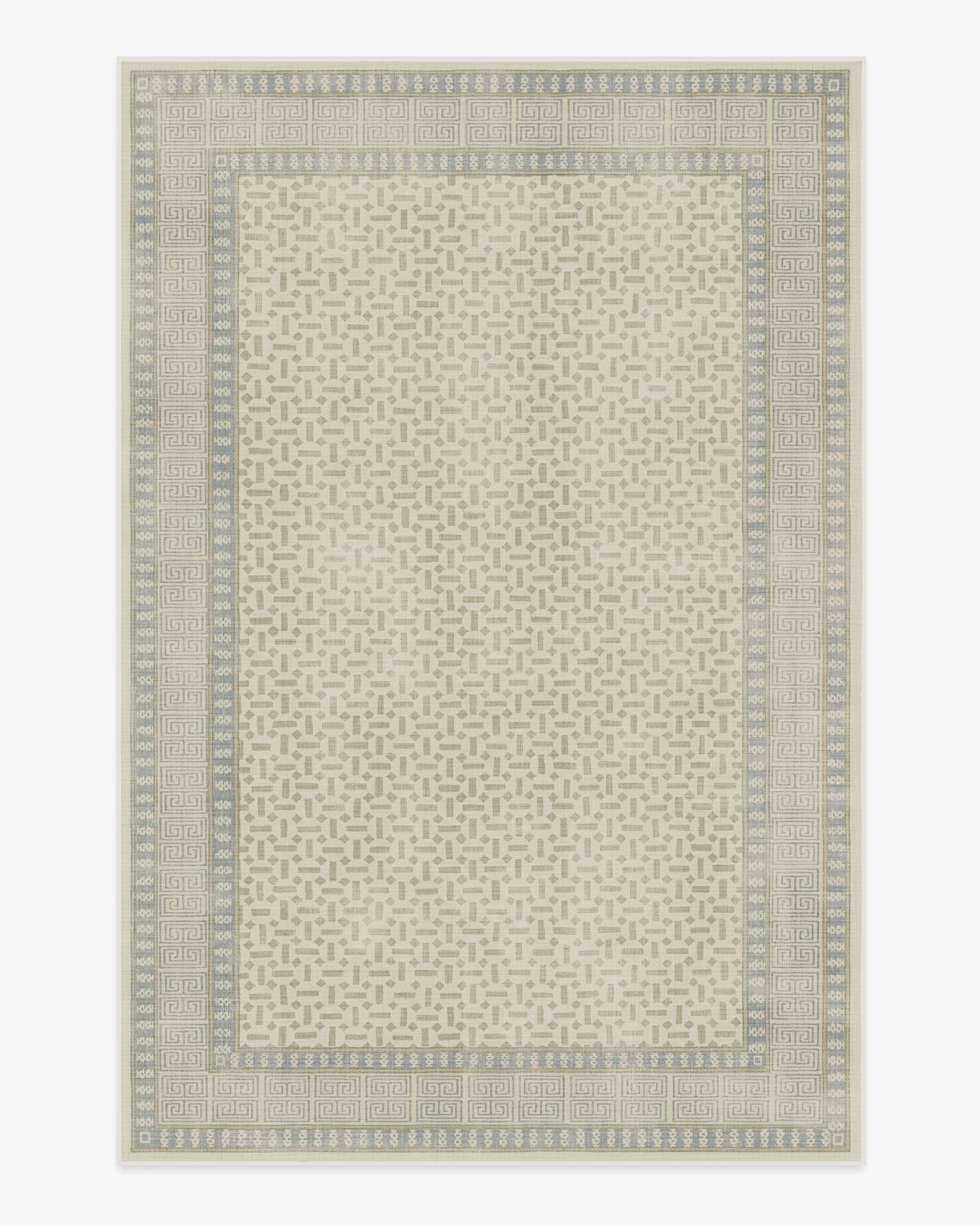 Kairos Ivory & Blue Rug | Ruggable