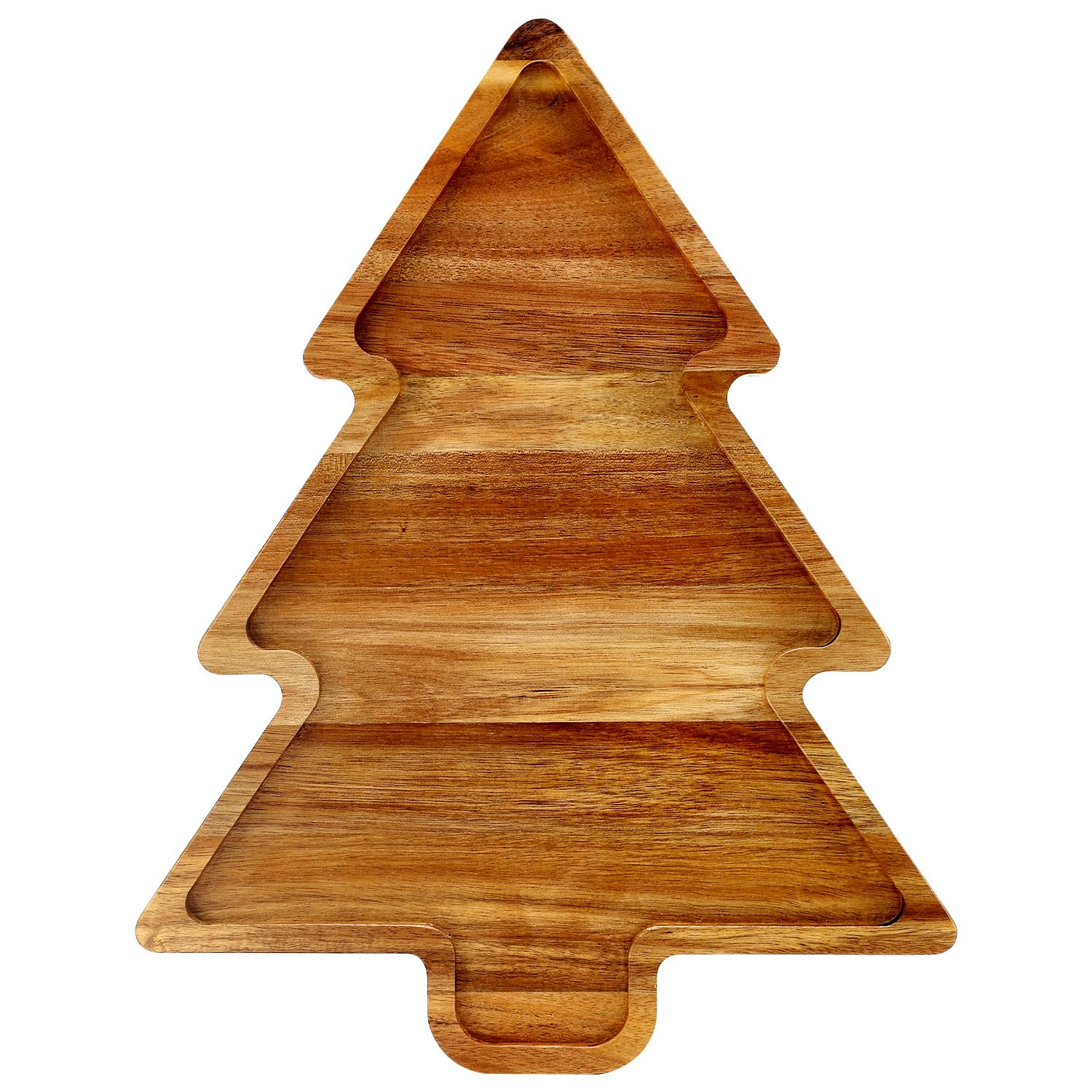 Acacia Wood Christmas Tree Tray Gift Ideas Decorative Xmas Platters Serving Dish Wooden Snack Cha... | Amazon (US)