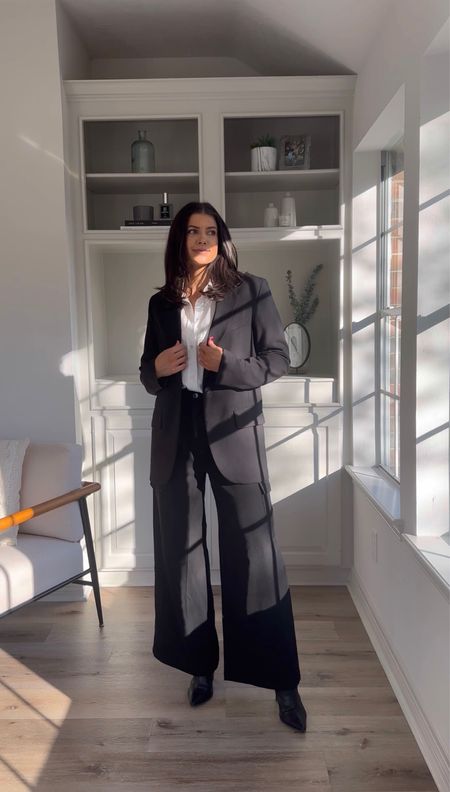 Black cargo trousers- size small. I am 5’5”
White button up- fits oversized. Wearing a small
Boots are TTS and so comfy. Linking wide calf version, too. 
Blazer is oversized- wearing a M


#LTKstyletip #LTKfindsunder50 #LTKsalealert