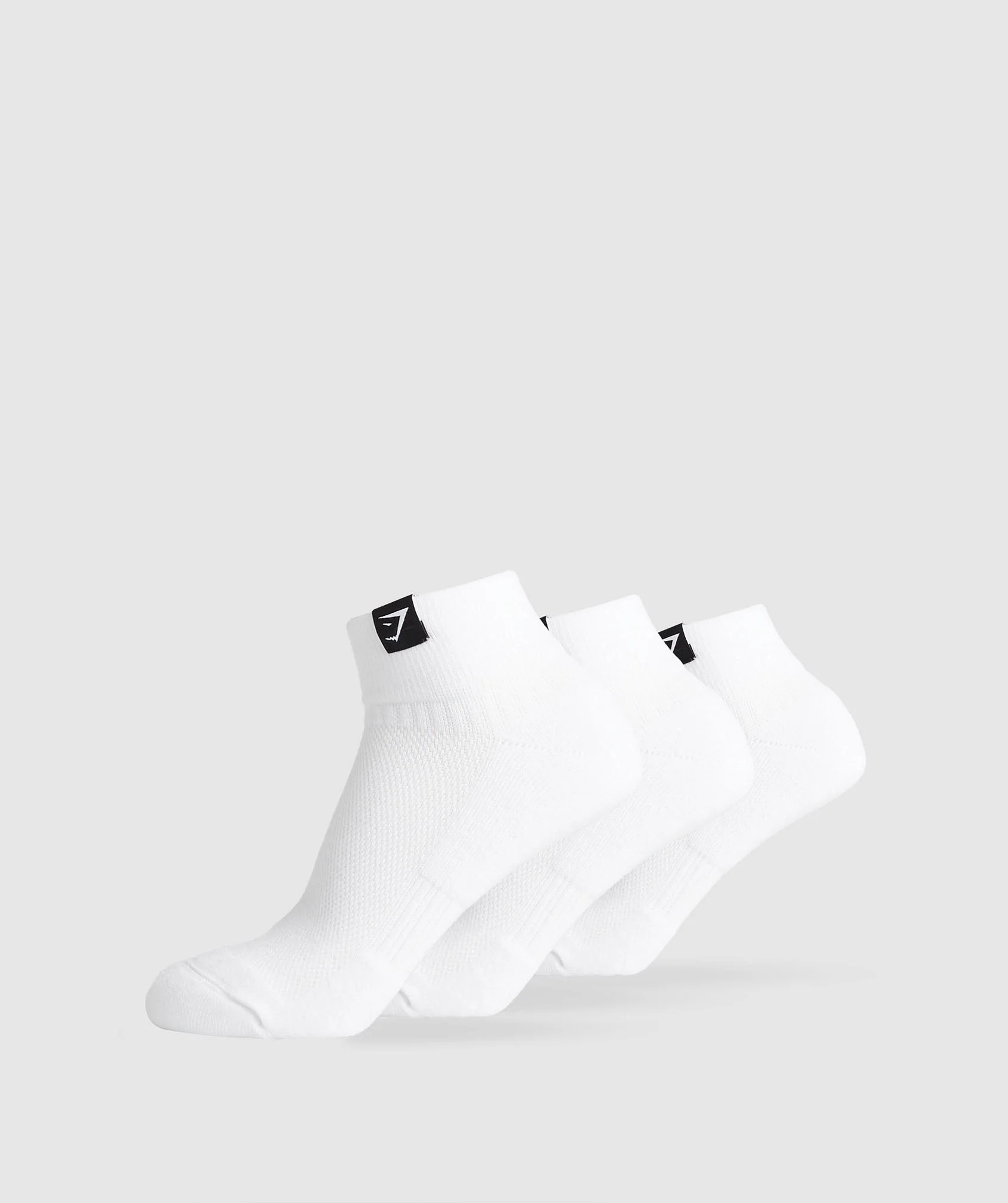 Gymshark Woven Tab Quarter Socks 3pk - White | Gymshark US