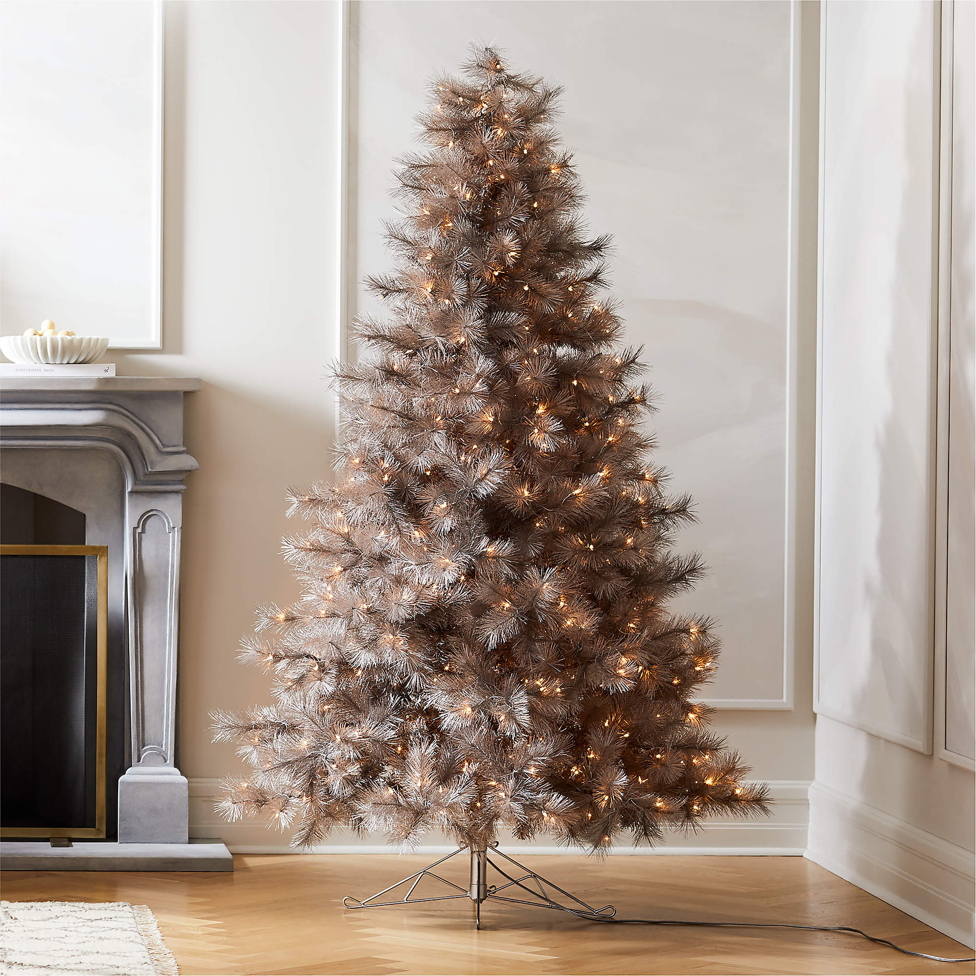 Faux Warm Silver Pine LED Christmas Tree 7.5' + Reviews | CB2 | CB2