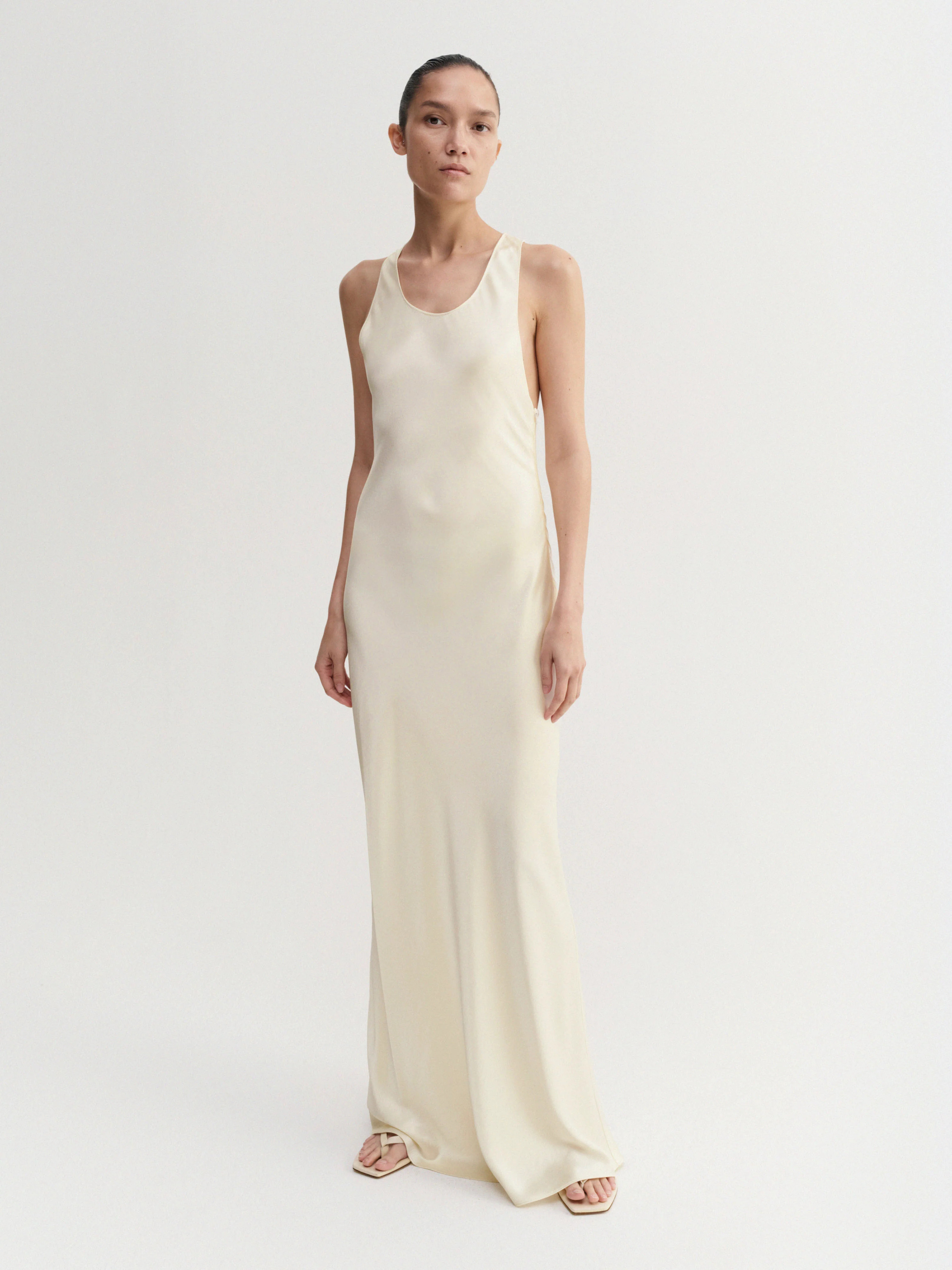 Zila Satin Dress, vanilla | Almada Label