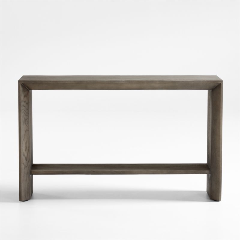 Baja 54" Rectangular Grey Oak Wood Console Table with Shelf + Reviews | Crate & Barrel | Crate & Barrel