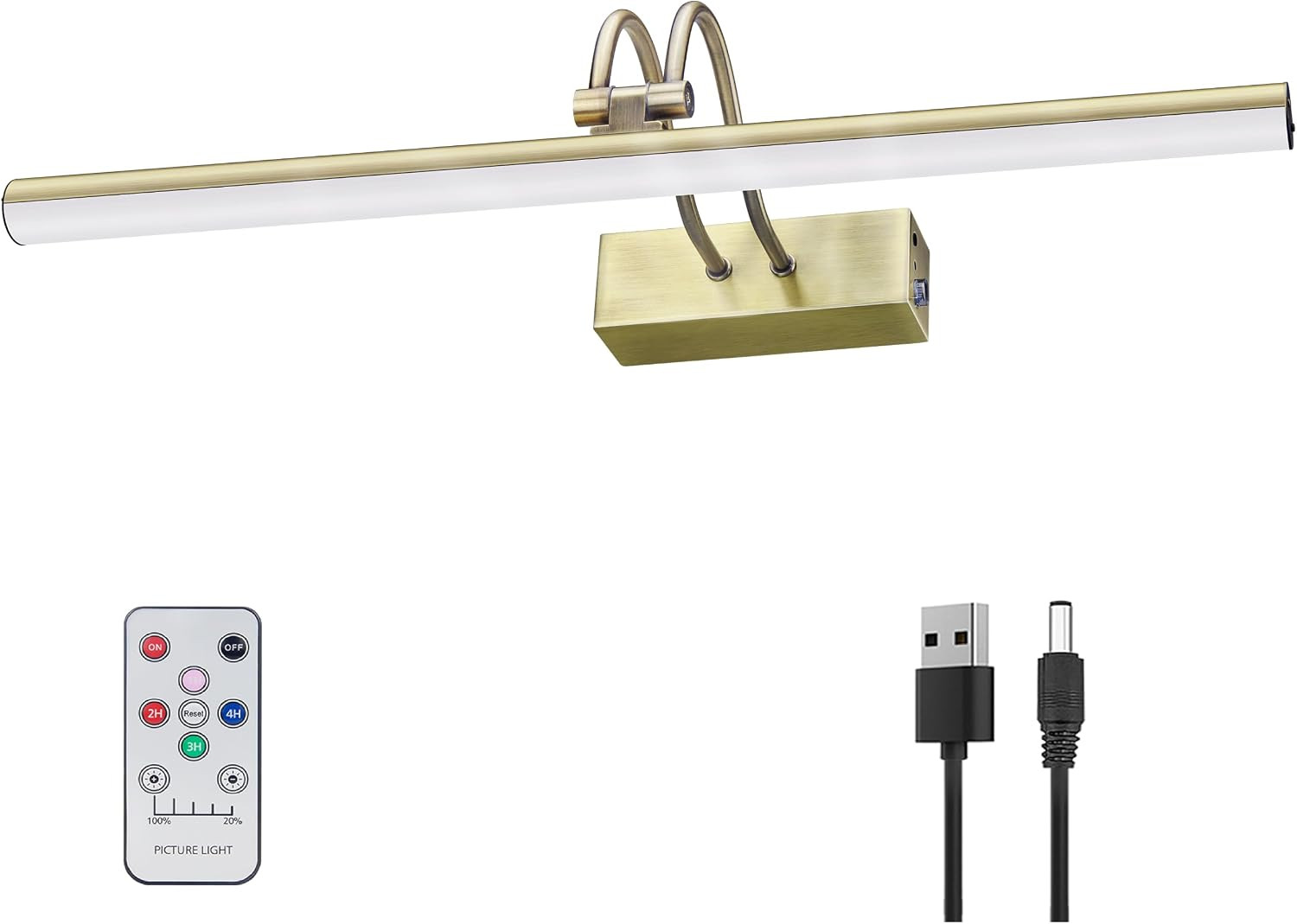 RAIFOOLLY Picture Light,Wireless Art Lights for Paintings,20" Battery Wall Light,Remote Control Accent Lighting with Timer and Dimmable for Frame,Portrait,ArtworkAntique Brass | Amazon (US)