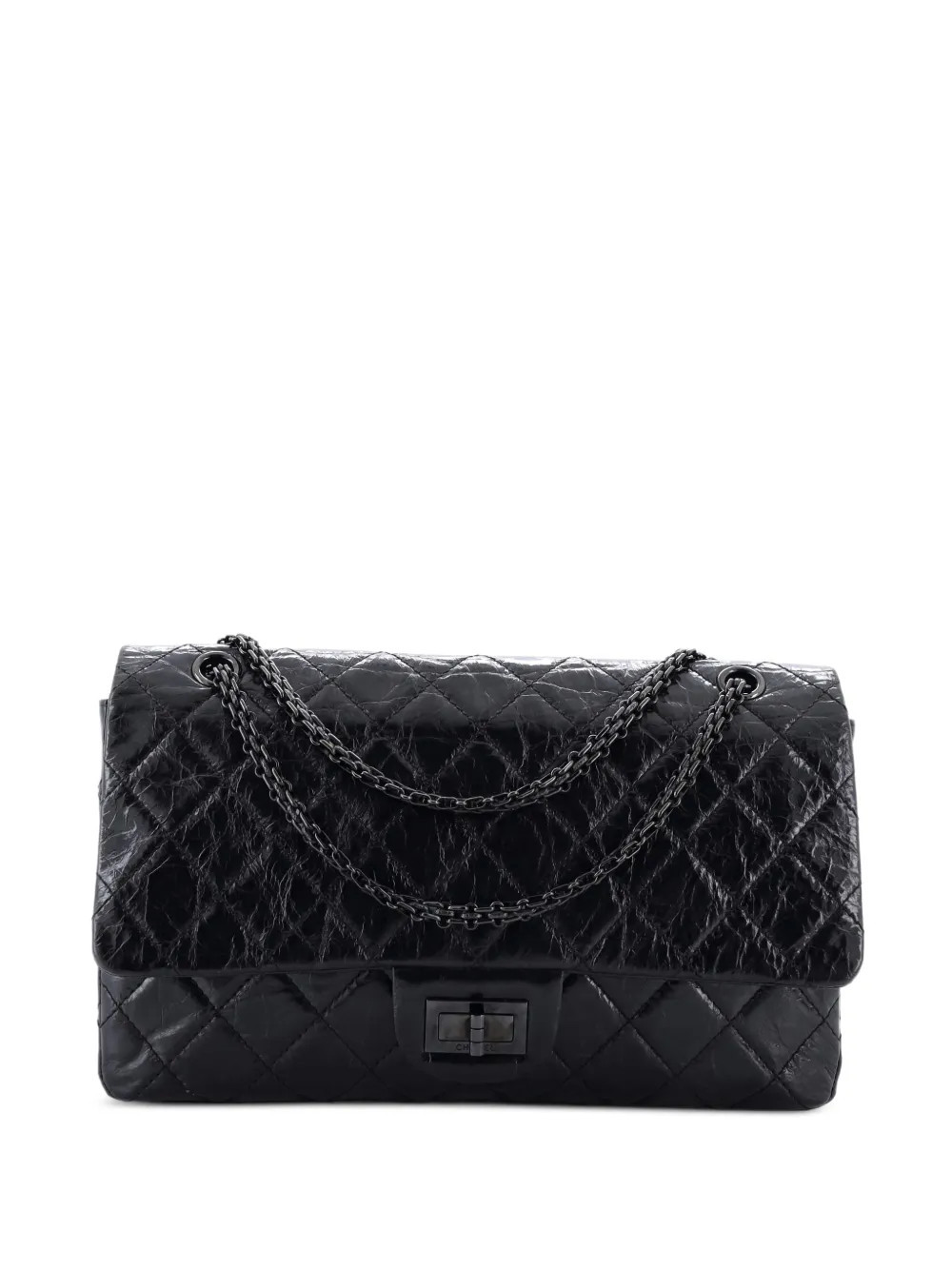 CHANEL Pre-Owned So Black Reissue 2.55 Flap Bag Quilted Glazed Calfskin 226 shoulder bag | Farfetch Global