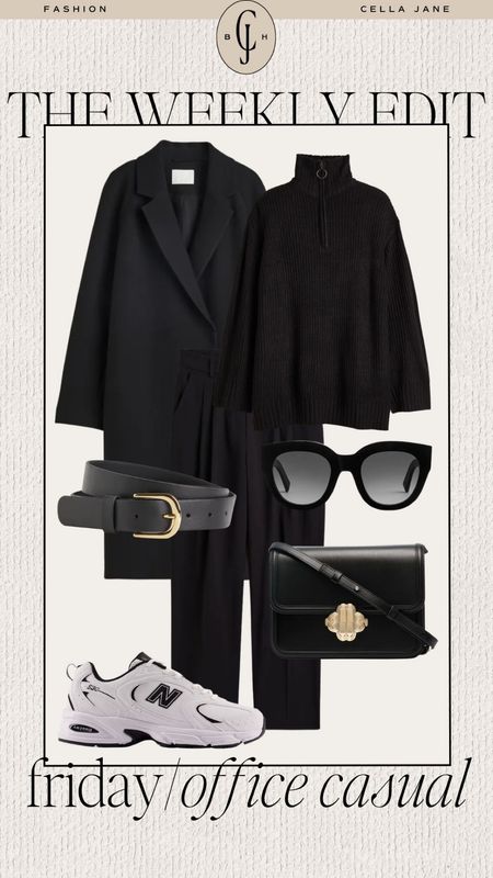 Cella Jane the weekly edit. Your week styled. Friday office casual. Casual style. Jacket, half zip, ankle pants, bag, belt, sneakers. 

#LTKstyletip