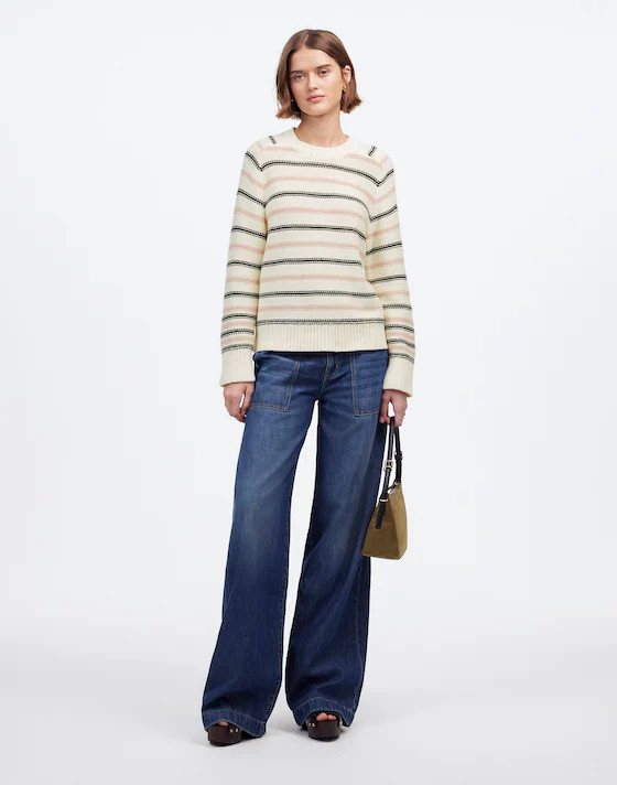 Cotton Crewneck Sweater in Stripe | Madewell