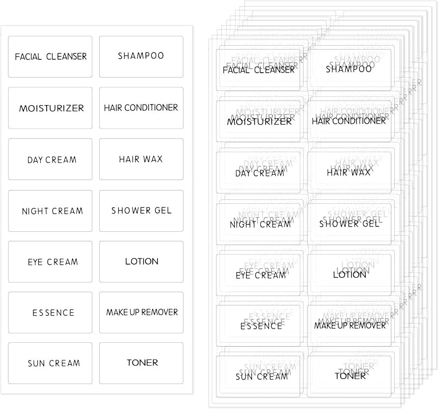 ONLYKXY 140pcs Clear Bathroom Beauty Organization Labels Waterproof Refillable Bottle Stickers Sk... | Amazon (US)