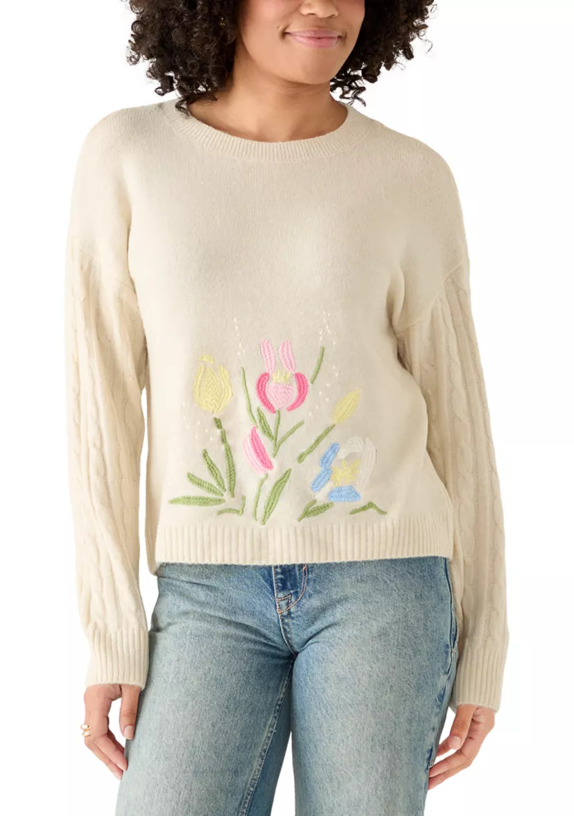 Women's Floral Embellished Crew Neck Sweater | Belk