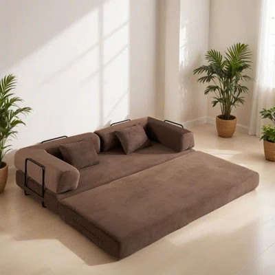 Boneless 77.96" Convertible Sleeper Sofa Bed, Corduroy Folding Mattress Couch with Fixed-Shape Frame, Floor Sofa Lounge Couch for Living Room Bedroom | Wayfair North America