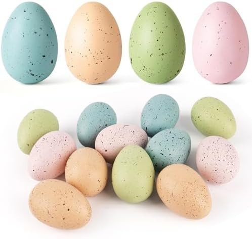 24 Pcs Easter Speckled Eggs, 2.4" 4 Colors Plastic Eggs for Easter Decorations, Pastel Easter Dec... | Amazon (US)