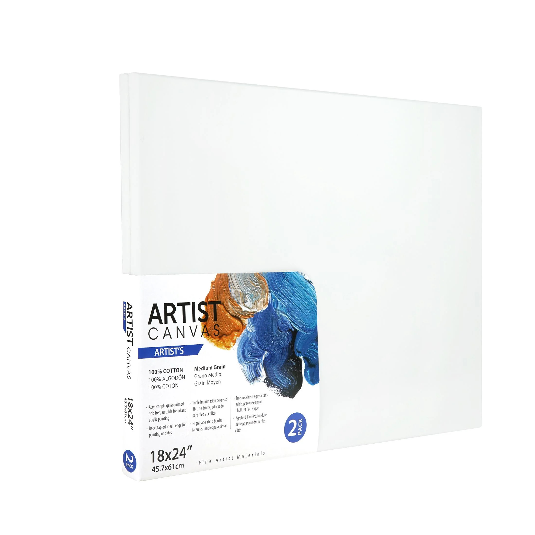 Artist Stretched Canvas, 100% Cotton Acid Free White Canvas, 18"X24", 2 Pieces, Deluxe Canvas, Id... | Walmart (US)