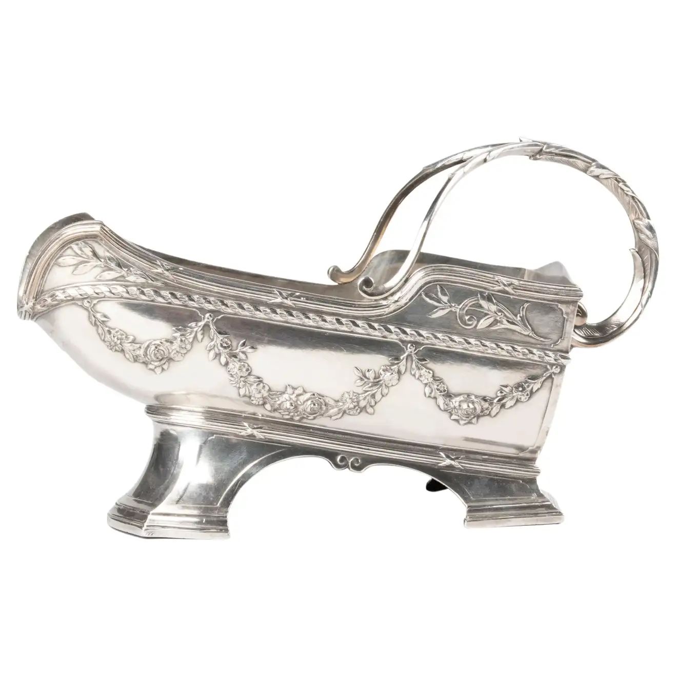 Silver Plated Wine-Bottle Holder Made by Minerva Louis XVI-Style | 1stDibs
