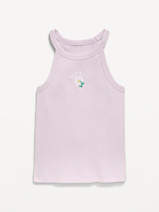 Fitted Ribbed Logo-Graphic Halter Tank Top for Toddler Girls | Old Navy (US)