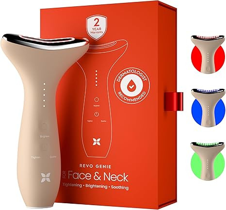 REVO Genie | 3-in-1 Face & Neck Beauty Massager with Heat, 3 Light Therapies, Smart Vibration | P... | Amazon (US)
