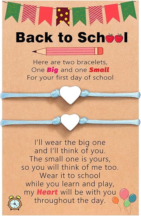 UNGENT THEM Back to School Mother Daughter Bracelets Matcing Heart Charm Wish Bracelets First day... | Amazon (US)