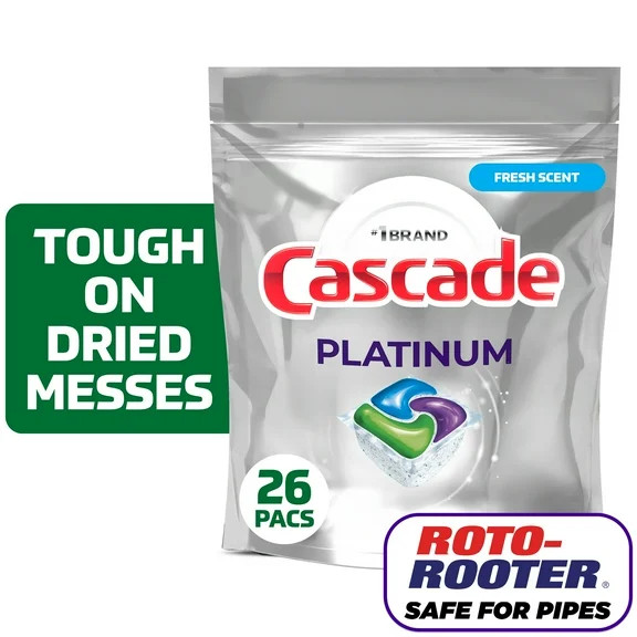 Cascade Platinum Dishwasher Pods, Dishwasher Detergent Soap Tabs, Fresh, 26 Count | Walmart (US)