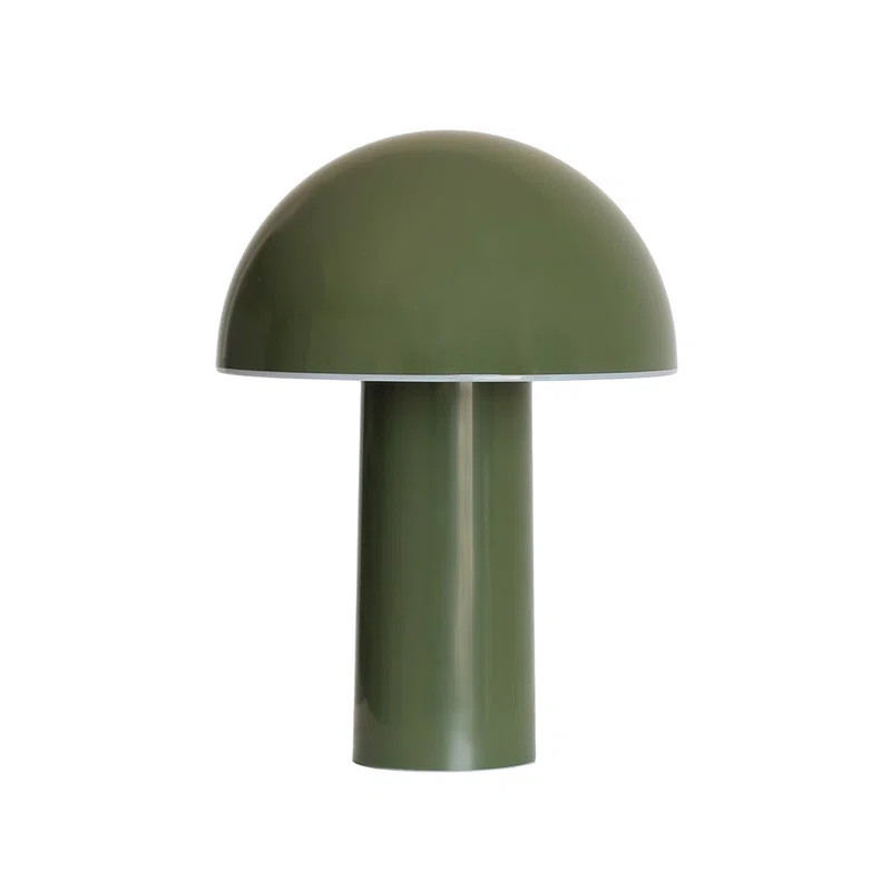 Celia 10" Mushroom Portable LED Olive Green Table Lamp, 3-Way Dimming and Rechargeable | Wayfair North America