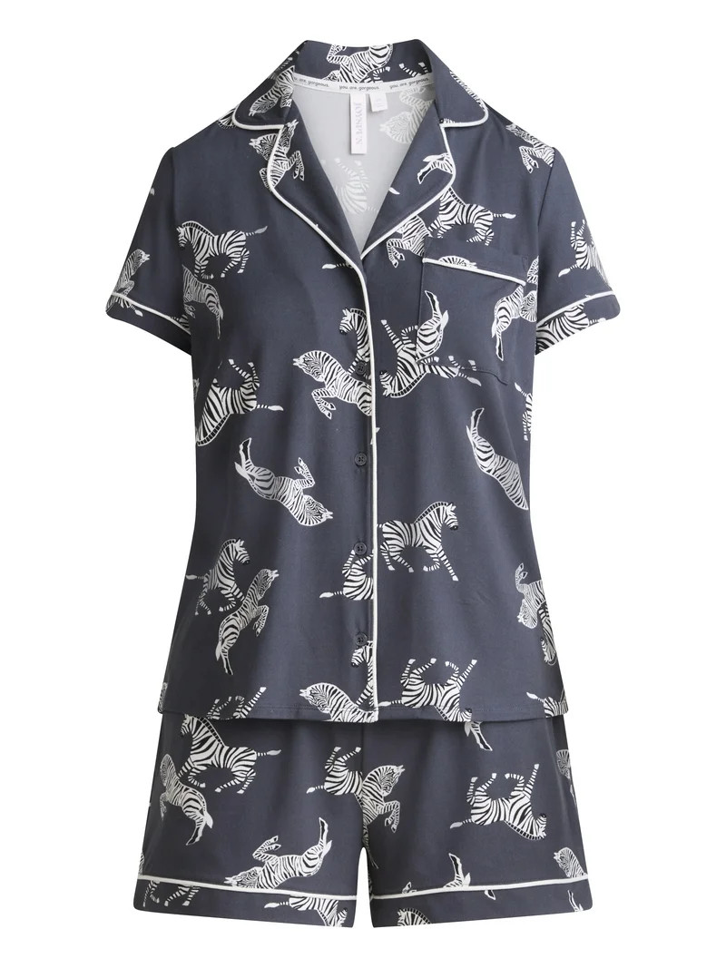 Joypsun Women's Dreamy Soft Collection Notch Collar Top and Shorts Pajama Set, 2-Piece, Sizes XS-... | Walmart (US)