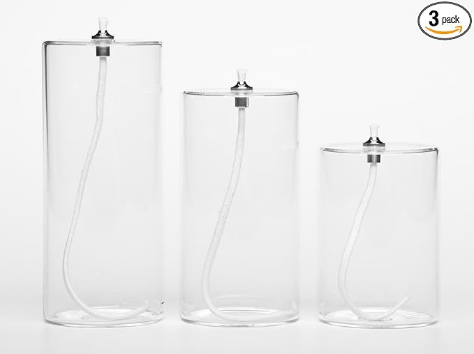 Firefly Fuels Refillable Glass Oil Candle - Set of 3 Pillar-Style Reusable Liquid Candles for Atm... | Amazon (US)