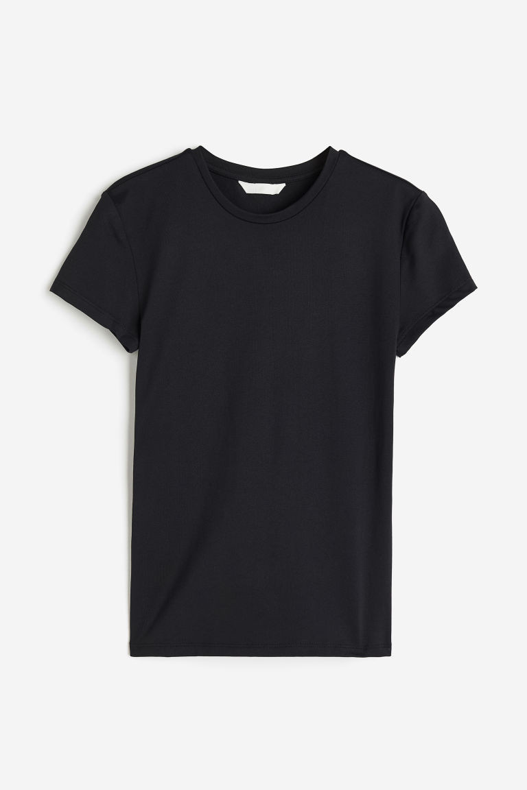 H & M - Fitted microfibre T-shirt - Black | H&M (UK, MY, IN, SG, PH, TW, HK)